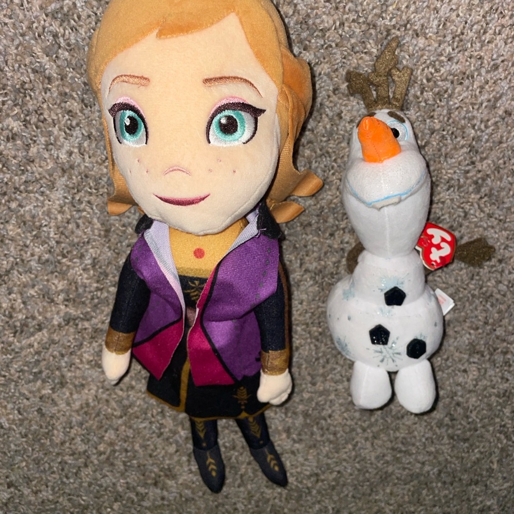 Disney Frozen Anna and Olaf Plush Set - Purple and White